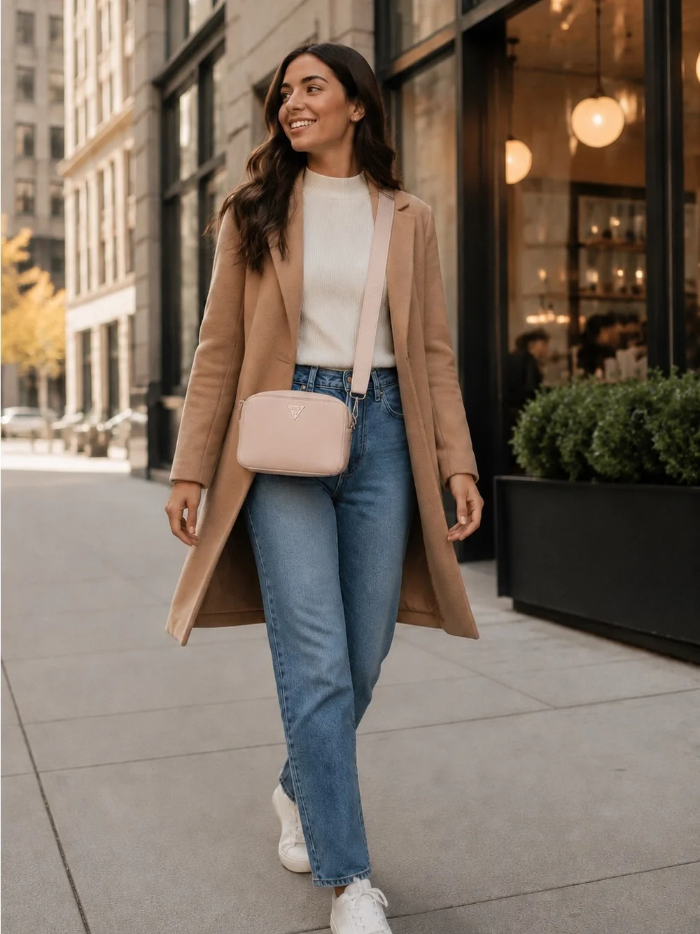 GUESS Light Pink Crossbody Bag with Logo Strap